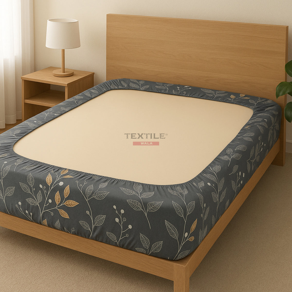 Fitted Grey King Size Bedsheet
