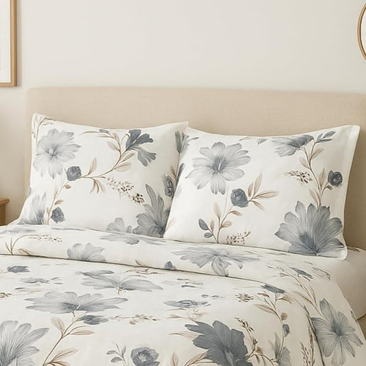 Flora White Flat King Size Bedsheet