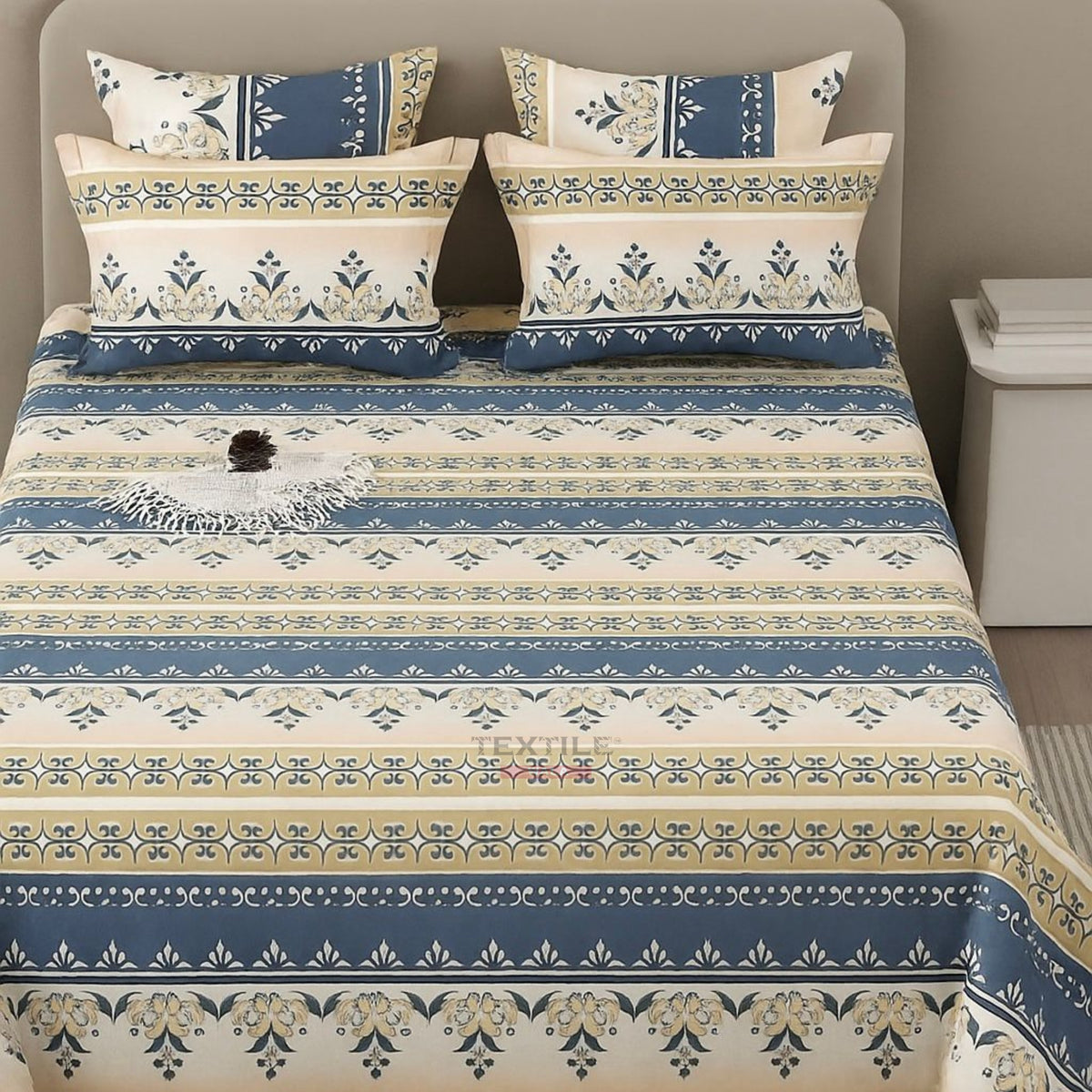Flora White King Size Bedsheet