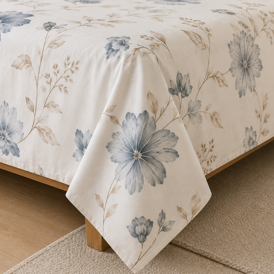 Flora White Flat Single Bedsheet