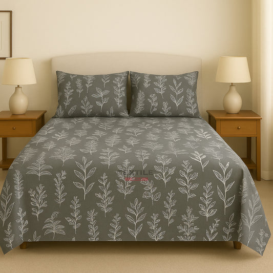 Petal Dark Grey King Size Bedsheet