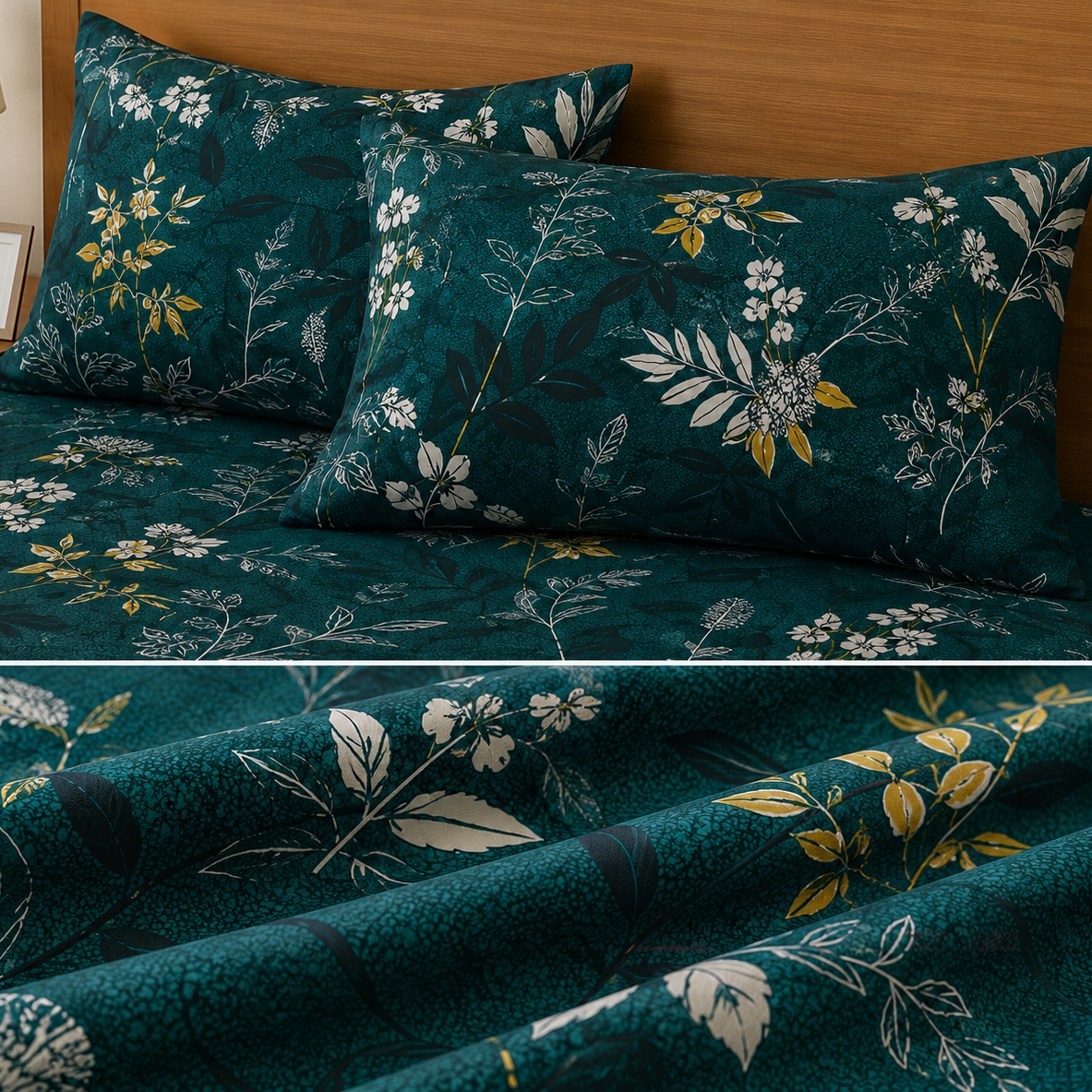 Petal Green King Size Bedsheet