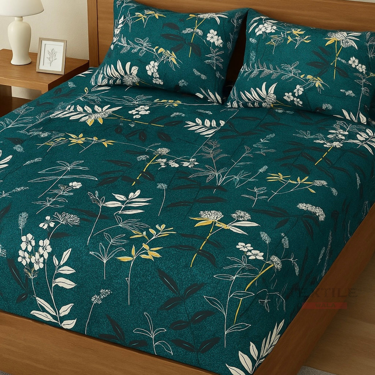 Petal Green King Size Bedsheet
