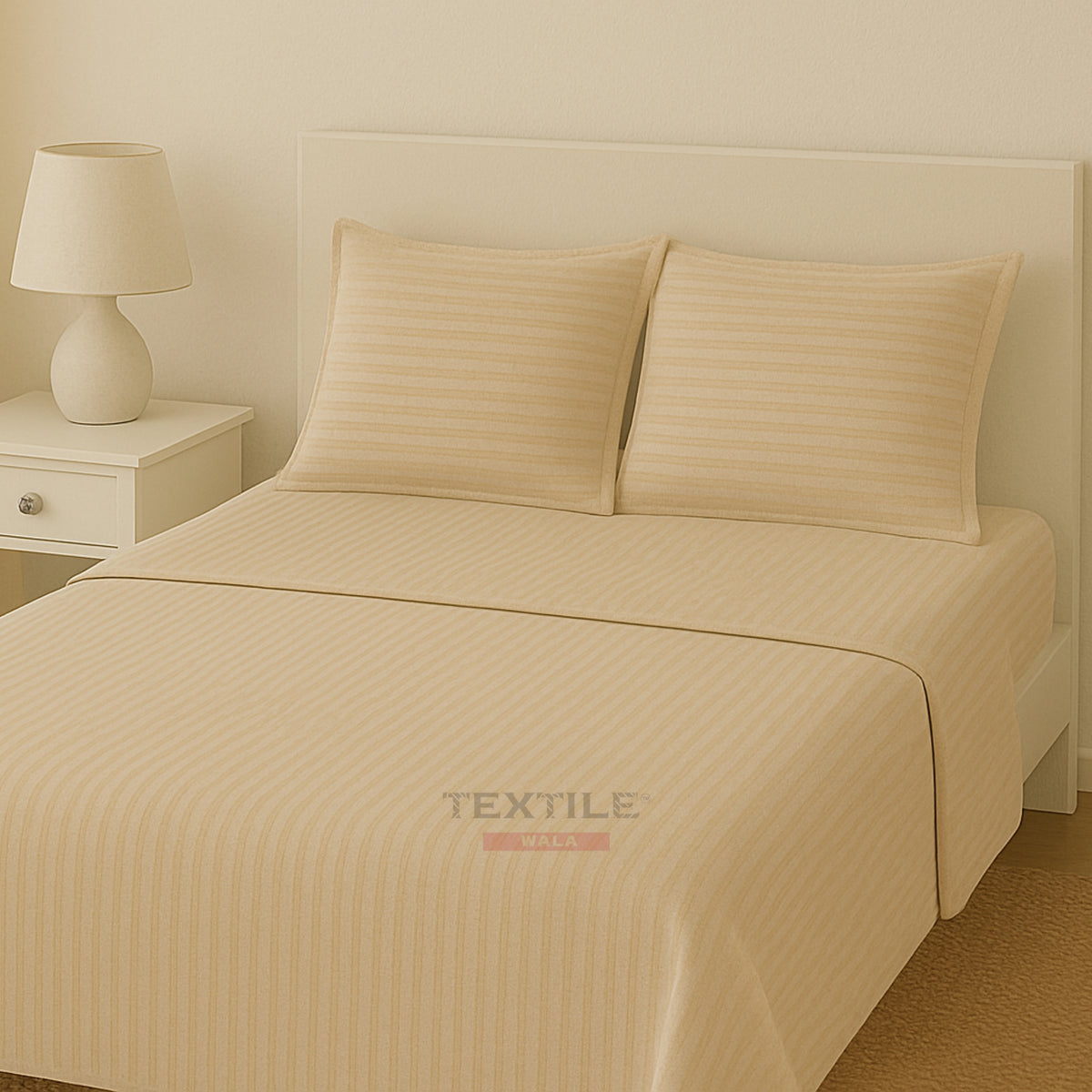 Stripe Beige King Size Bedsheet