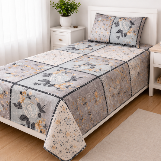 Flora Box Blue Single Bedsheet