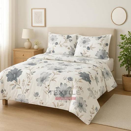 Flora White Flat King Size Bedsheet