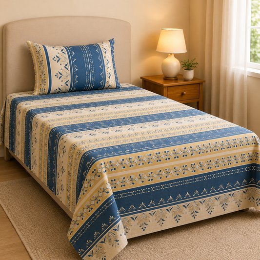 Flora White Single Bedsheet